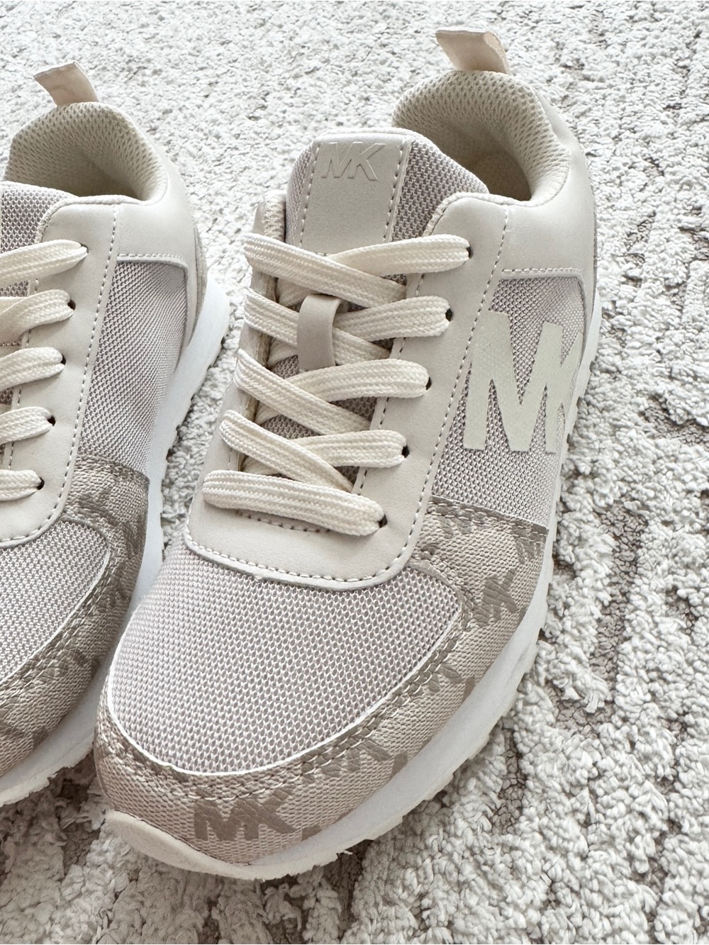 Michael Kors Cream and Beige MK Logo Casual Sneakers - Picture 4 of 6